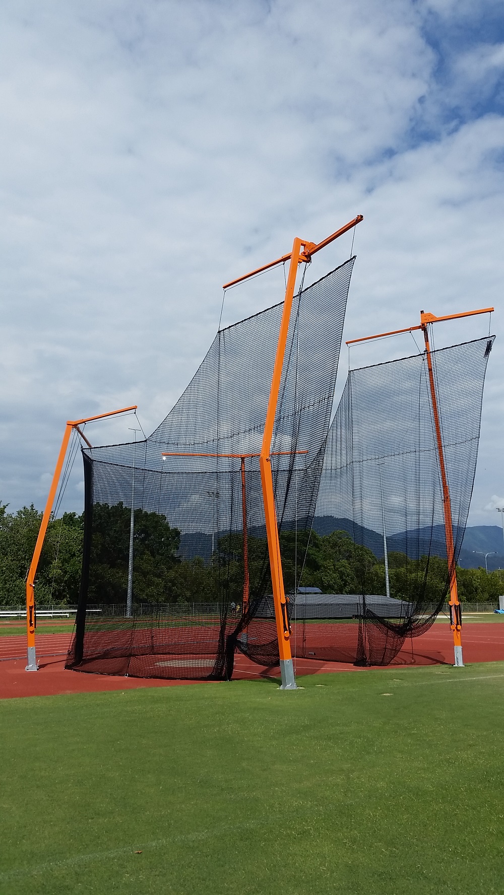 IAAF accredited Thor 10 hammer discus cage (Tangerine) Barlow Park